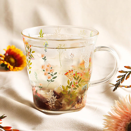 Tasse en verre à imprimé floral Lighteme Plant