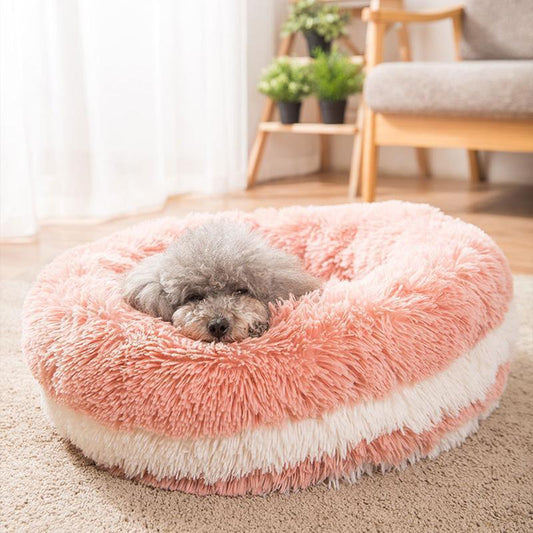Lighteme Plüsch-Donut-förmiges rundes flauschiges Haustierbett (3 Farben &amp; 2 Größen)