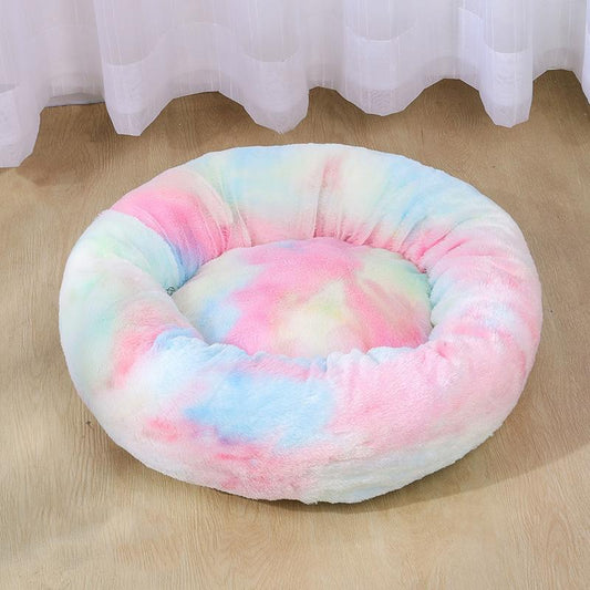 Lit rond épais et coloré en peluche Lighteme pour animaux de compagnie (2 couleurs et 8 tailles)
