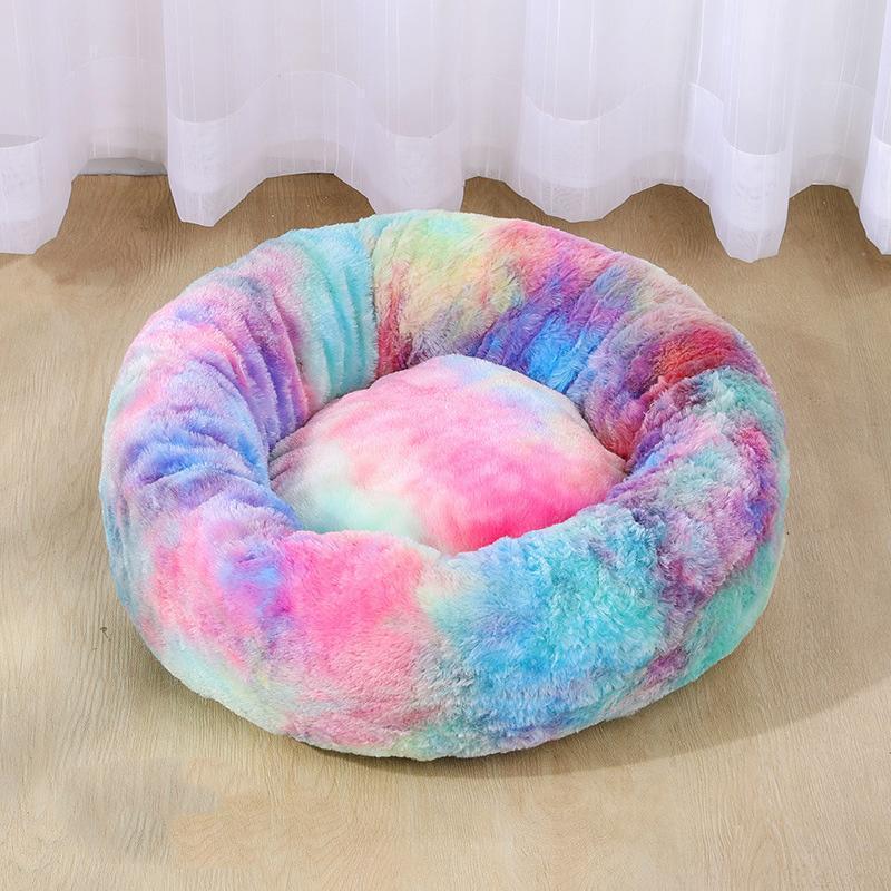 Lit rond épais et coloré en peluche Lighteme pour animaux de compagnie (2 couleurs et 8 tailles)