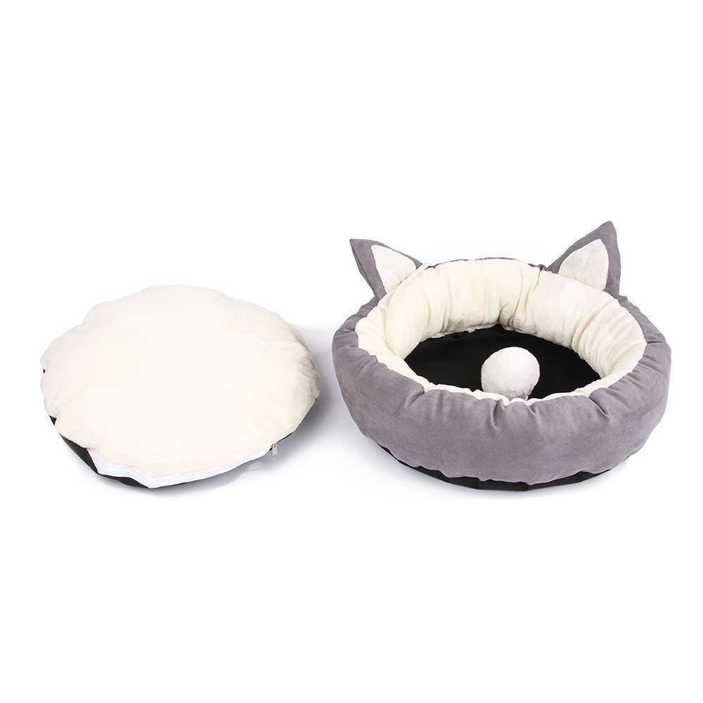Litière chaude pour chatons Lighteme Pompom Cute Cat Ear Bed (4 couleurs et 3 tailles)