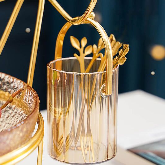 Bocal de rangement portable en verre Lighteme pour fourchettes et cuillères à dessert