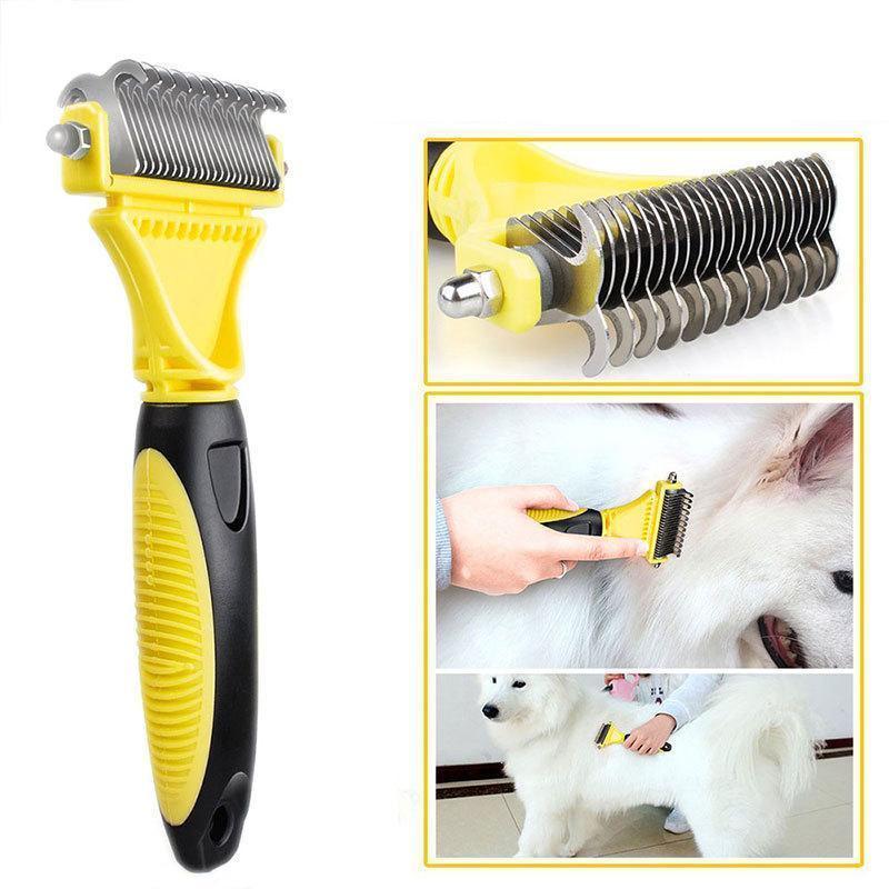 Brosse à peigne double face professionnelle en acier inoxydable Lighteme pour animaux de compagnie