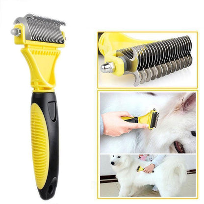 Brosse à peigne double face professionnelle en acier inoxydable Lighteme pour animaux de compagnie