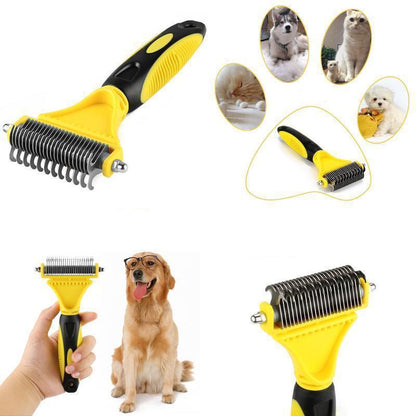 Brosse à peigne double face professionnelle en acier inoxydable Lighteme pour animaux de compagnie