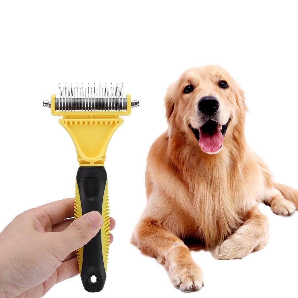 Brosse à peigne double face professionnelle en acier inoxydable Lighteme pour animaux de compagnie