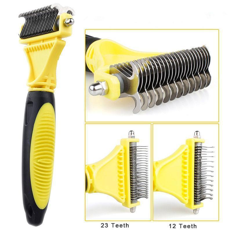 Brosse à peigne double face professionnelle en acier inoxydable Lighteme pour animaux de compagnie