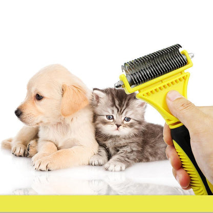 Brosse à peigne double face professionnelle en acier inoxydable Lighteme pour animaux de compagnie