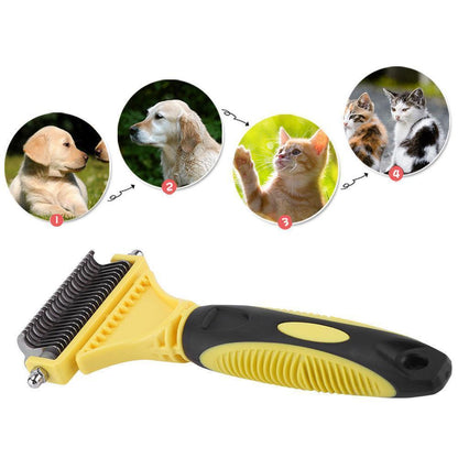 Brosse à peigne double face professionnelle en acier inoxydable Lighteme pour animaux de compagnie