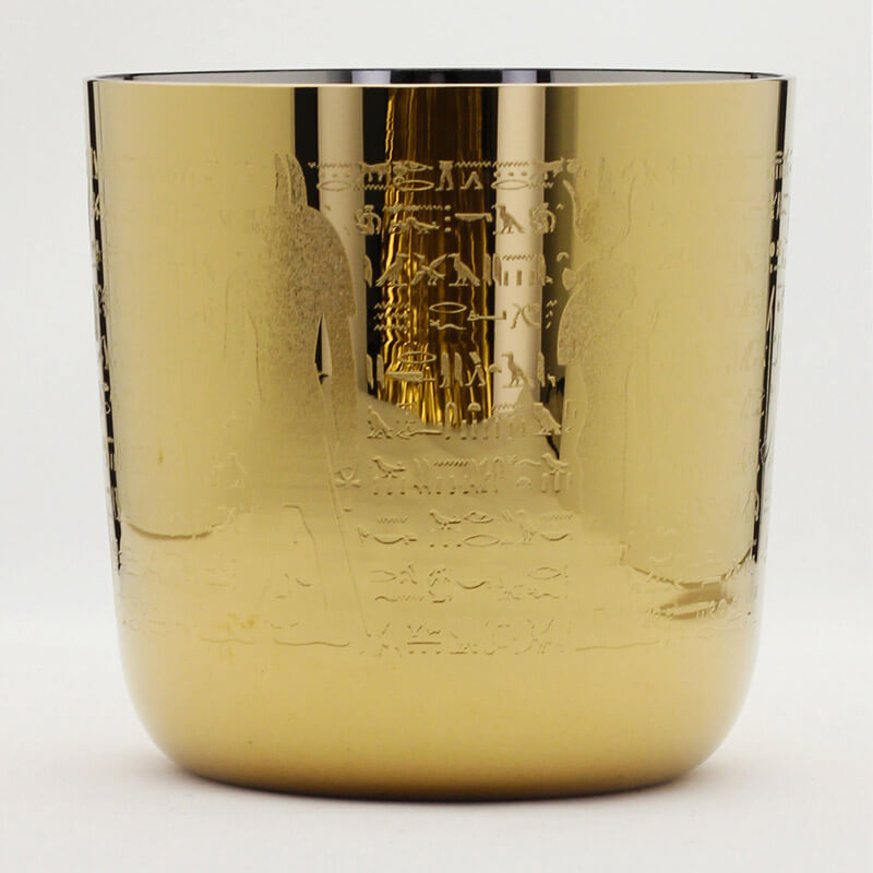 Lighteme Pure Gold 8 Inch Crystal Singing Bowl with Pattern Design Quartz Sound Bowl 432Hz/440Hz