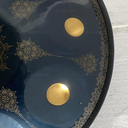 Lighteme Royal Garden C Major 22 Inch 9/10/12 Notes Handmade Handpan Drum, Available in 432 Hz and 440 Hz, Featured High-end Nitride Steel Percussion Instrument - Gold-plated Sound Area, Laser engraved Mandala pattern. Never fade.