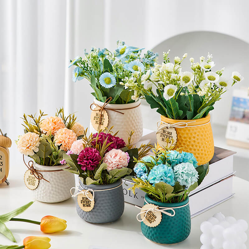 Lighteme Embossed Ceramic Potted Plant