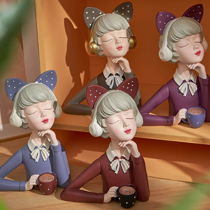 Décoration fille café en résine Lighteme