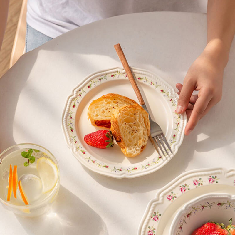 Lighteme Rose Embossed Ceramic Plate