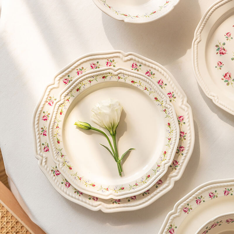 Lighteme Rose Embossed Ceramic Plate