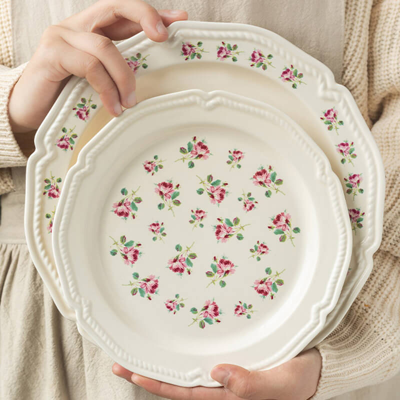 Lighteme Rose Embossed Ceramic Plate
