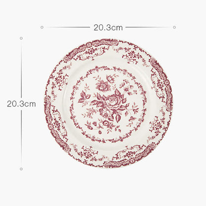 Assiette à dîner en céramique à imprimé rose Lighteme