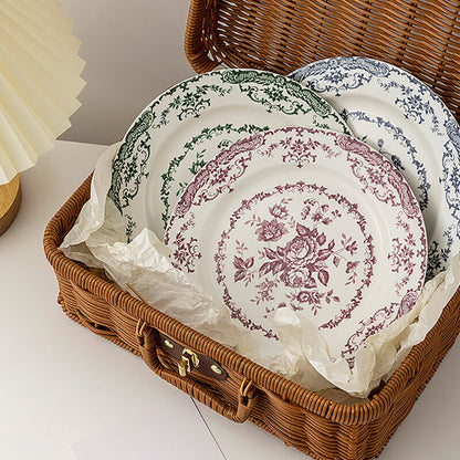 Assiette à dîner en céramique à imprimé rose Lighteme