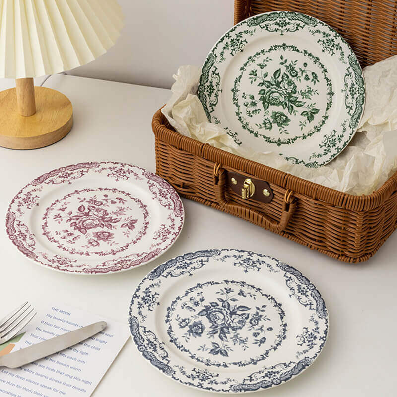 Assiette à dîner en céramique à imprimé rose Lighteme