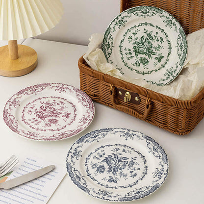 Assiette à dîner en céramique à imprimé rose Lighteme