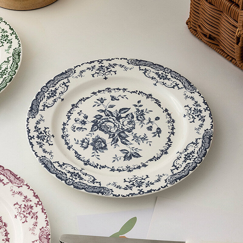 Assiette à dîner en céramique à imprimé rose Lighteme