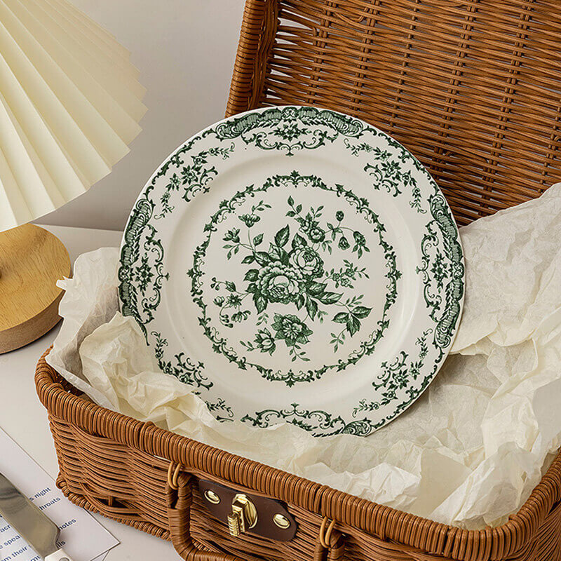 Assiette à dîner en céramique à imprimé rose Lighteme