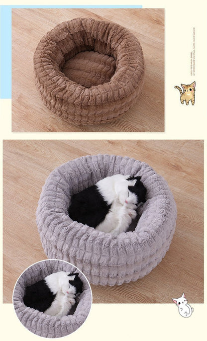 Lit rond et court en peluche Lighteme pour animaux de compagnie, nid chaud pour chien et chat (3 couleurs et 3 tailles)
