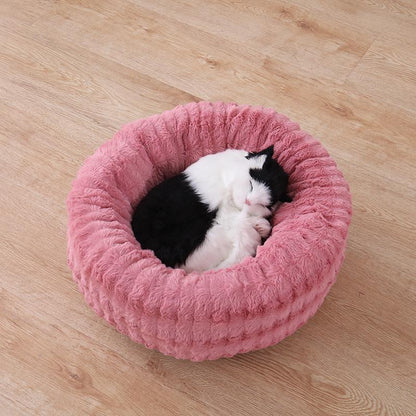 Lit rond et court en peluche Lighteme pour animaux de compagnie, nid chaud pour chien et chat (3 couleurs et 3 tailles)