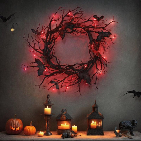 Couronne d'Halloween Lighteme avec lumières LED rouges