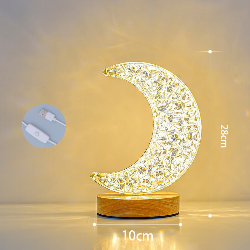 Veilleuse étoile et lune en cristal Lighteme