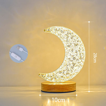 Veilleuse étoile et lune en cristal Lighteme