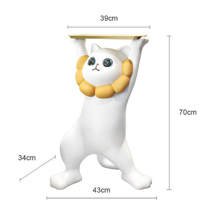 Ornement de rangement en résine en forme de chat Lighteme