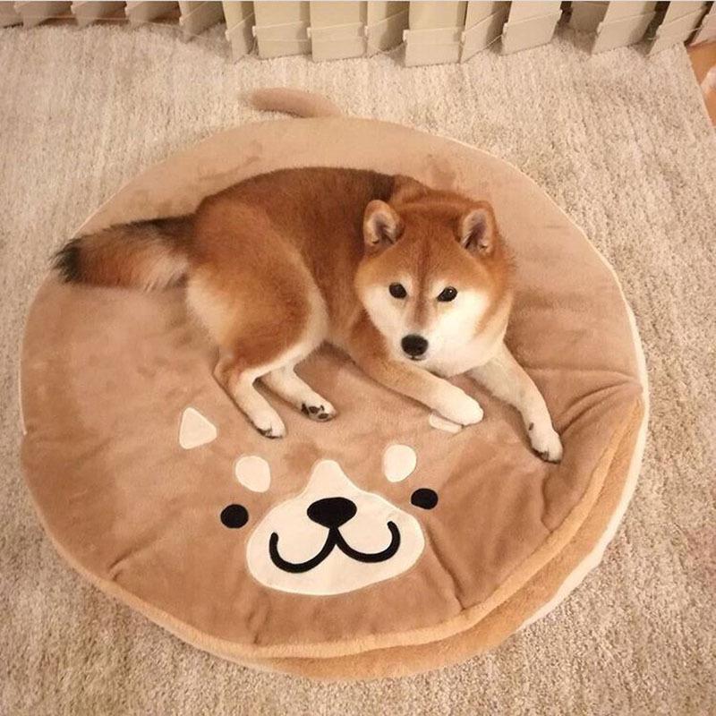 Tapis rond en peluche courte Lighteme Shiba Inu