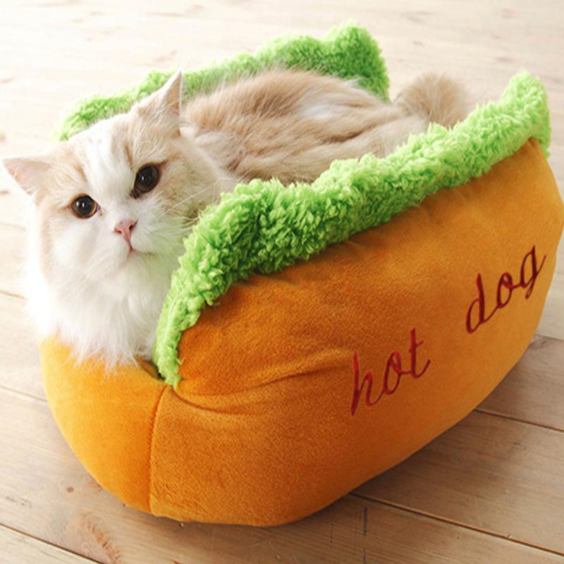 Lighteme Kurzes Plüsch-Hotdog-Bett, kreativ und lustig (2 Größen)