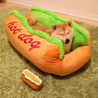 Lighteme Kurzes Plüsch-Hotdog-Bett, kreativ und lustig (2 Größen)