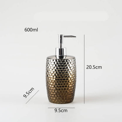 Distributeur de savon en céramique argentée gaufrée Lighteme