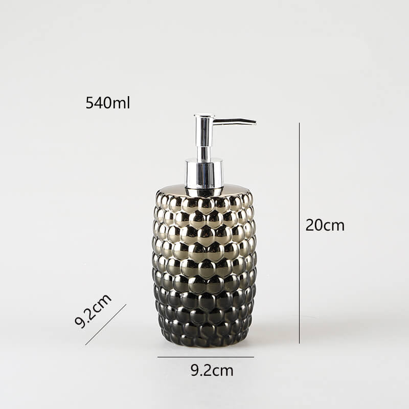 Distributeur de savon en céramique argentée gaufrée Lighteme