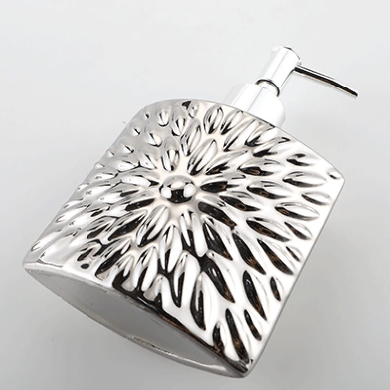 Distributeur de savon en céramique argentée gaufrée Lighteme