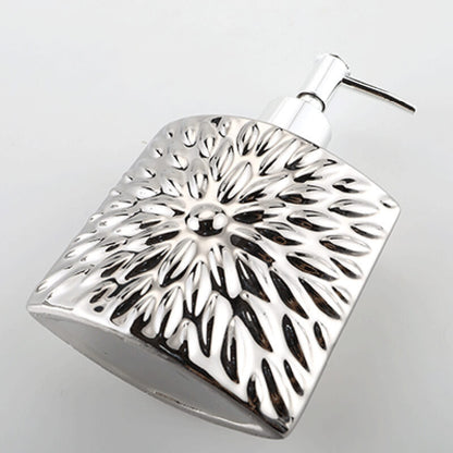 Distributeur de savon en céramique argentée gaufrée Lighteme