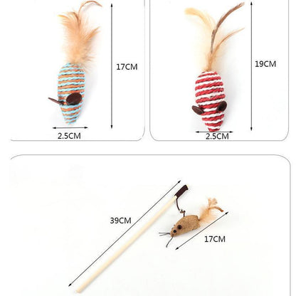 Lighteme Simulationsmaus-Spielzeugset mit lustiger Katze, 7-teilig