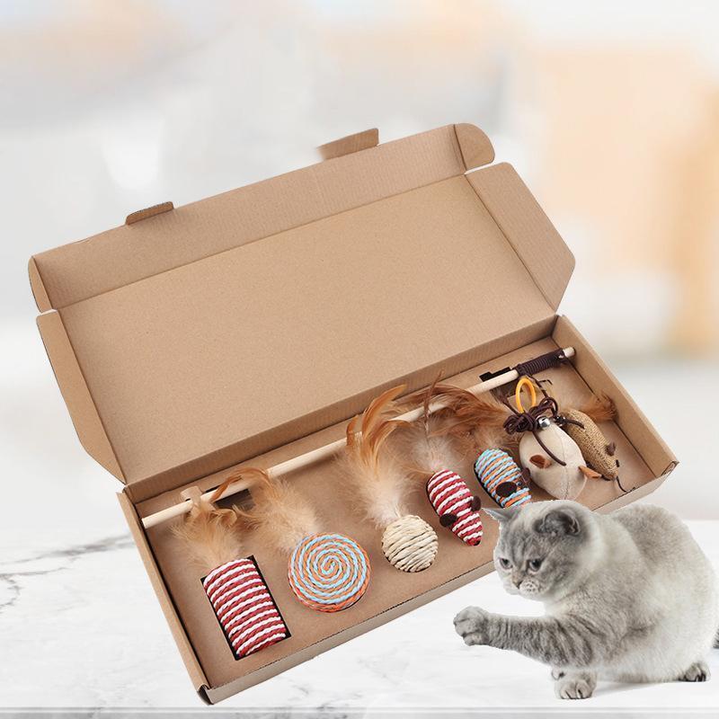 Lighteme Simulationsmaus-Spielzeugset mit lustiger Katze, 7-teilig