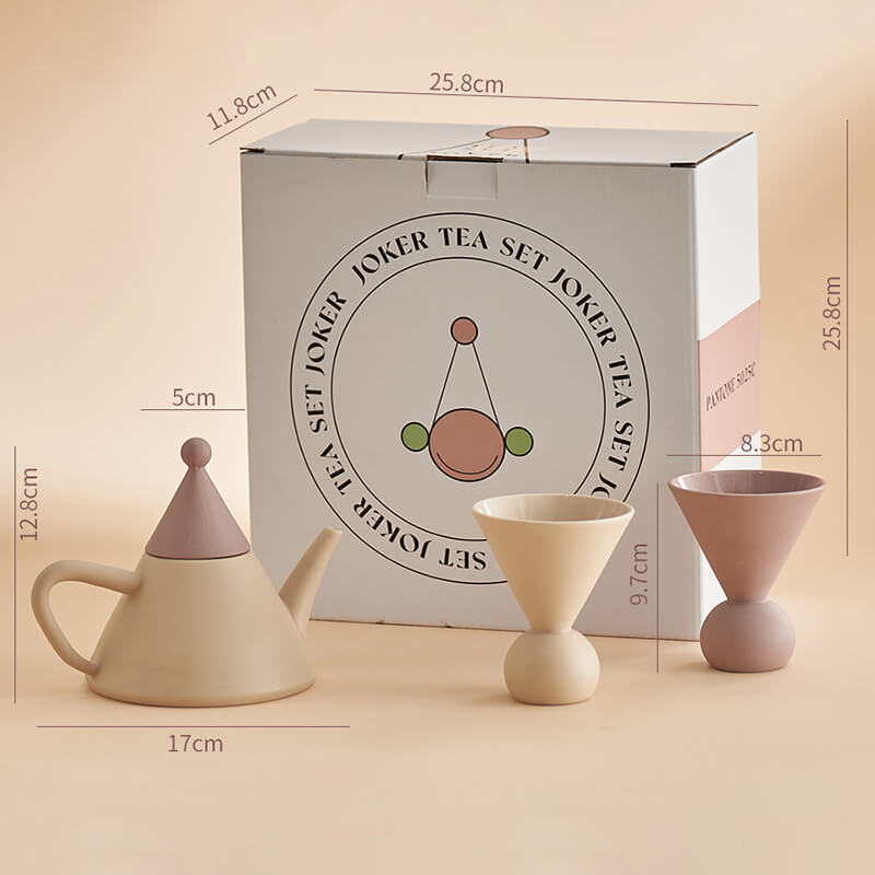 Lighteme Teekannen-Set aus Keramik mit kleinem Spitzhut