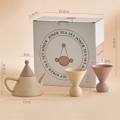 Lighteme Teekannen-Set aus Keramik mit kleinem Spitzhut