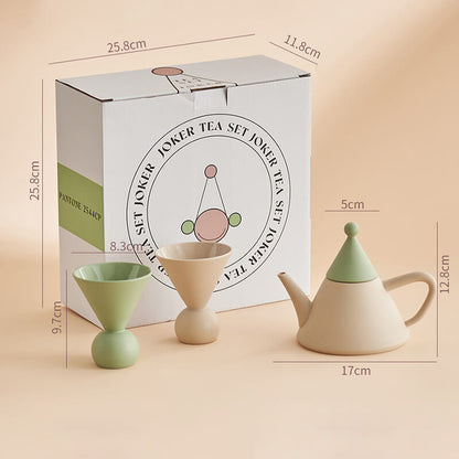 Lighteme Teekannen-Set aus Keramik mit kleinem Spitzhut