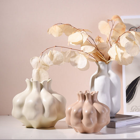 Lighteme Solid Color Cream Ceramic Vase