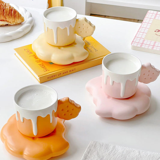Tasse et soucoupe en céramique Lighteme Spring Biscuit