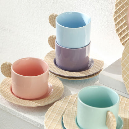 Tasse et soucoupe en céramique Lighteme Spring Biscuit