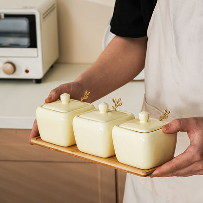 Ensemble de pots d'assaisonnement carrés en céramique Lighteme