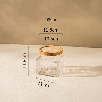 Lighteme – Quadratisches Vorratsglas mit geprägtem Muster