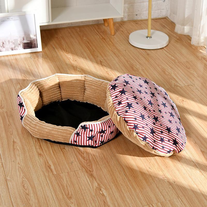 Coussin pour animaux de compagnie Lighteme à rayures et étoiles (2 couleurs et 3 tailles)